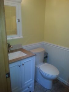 A Colorado Springs bathroom remodel with new fixtures, countertop, and flooring